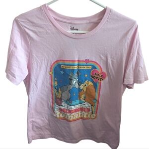 Disney Lady and the Tramp Bella Notte Pink Graphic Tee Shirt Mad Engine Medium
